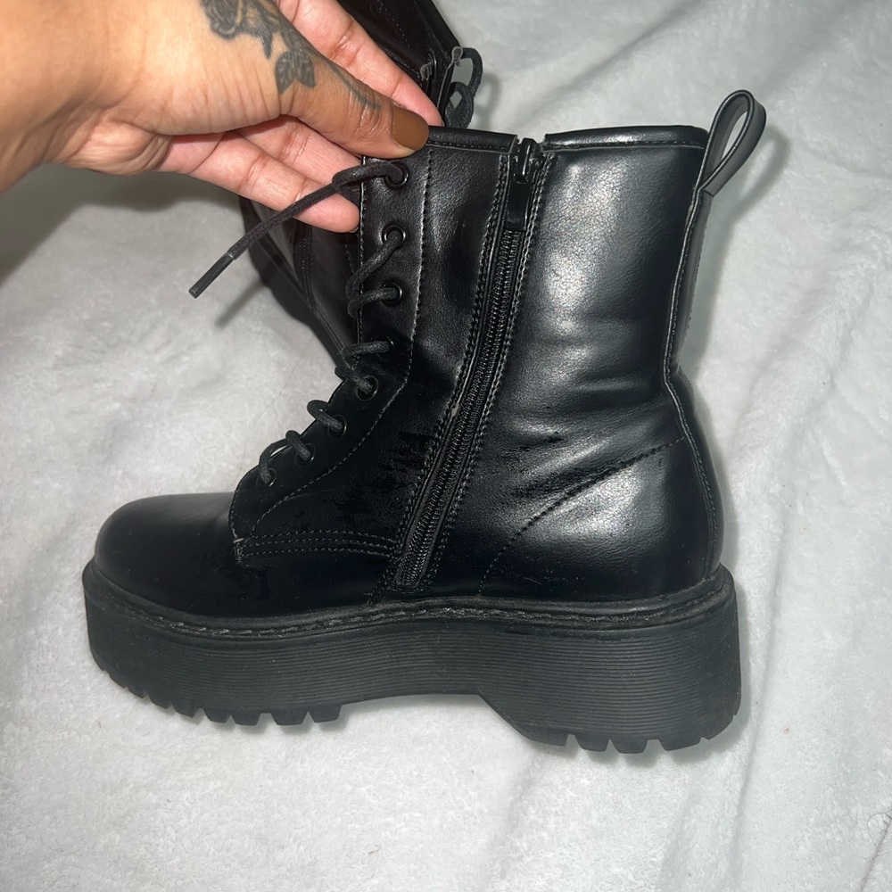 Black Platform Combat Boots - Picture 3 of 4
